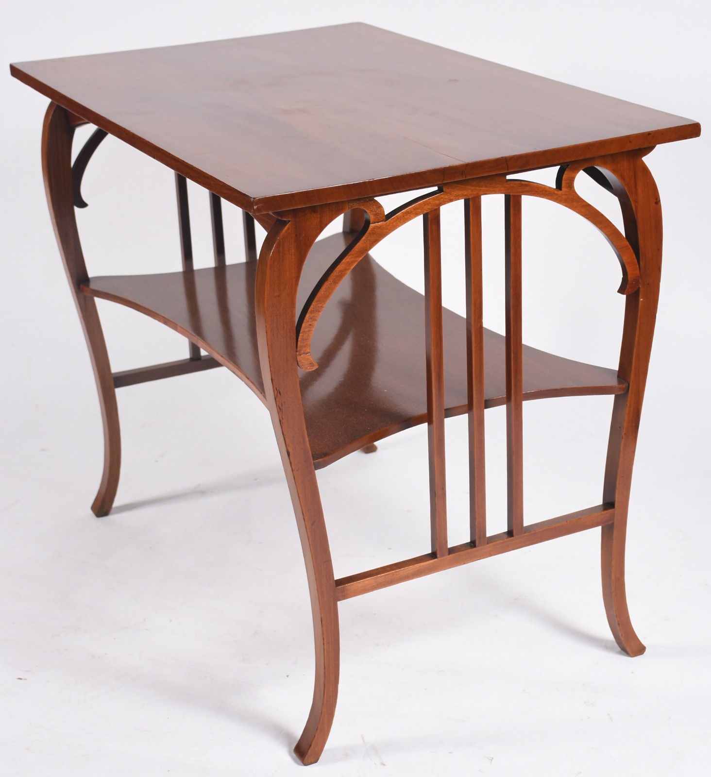 Mesa de madeira nobre estilo Art Nouveau, pernas em forma de lira... - foto 1 de 3