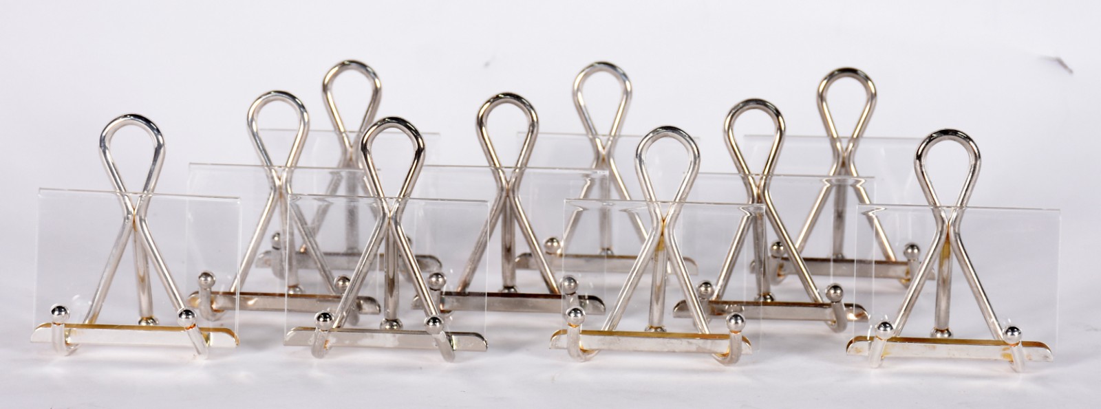 Dez marcadores de lugar de metal prateado e placa dupla de acrílico... - foto 2 de 5