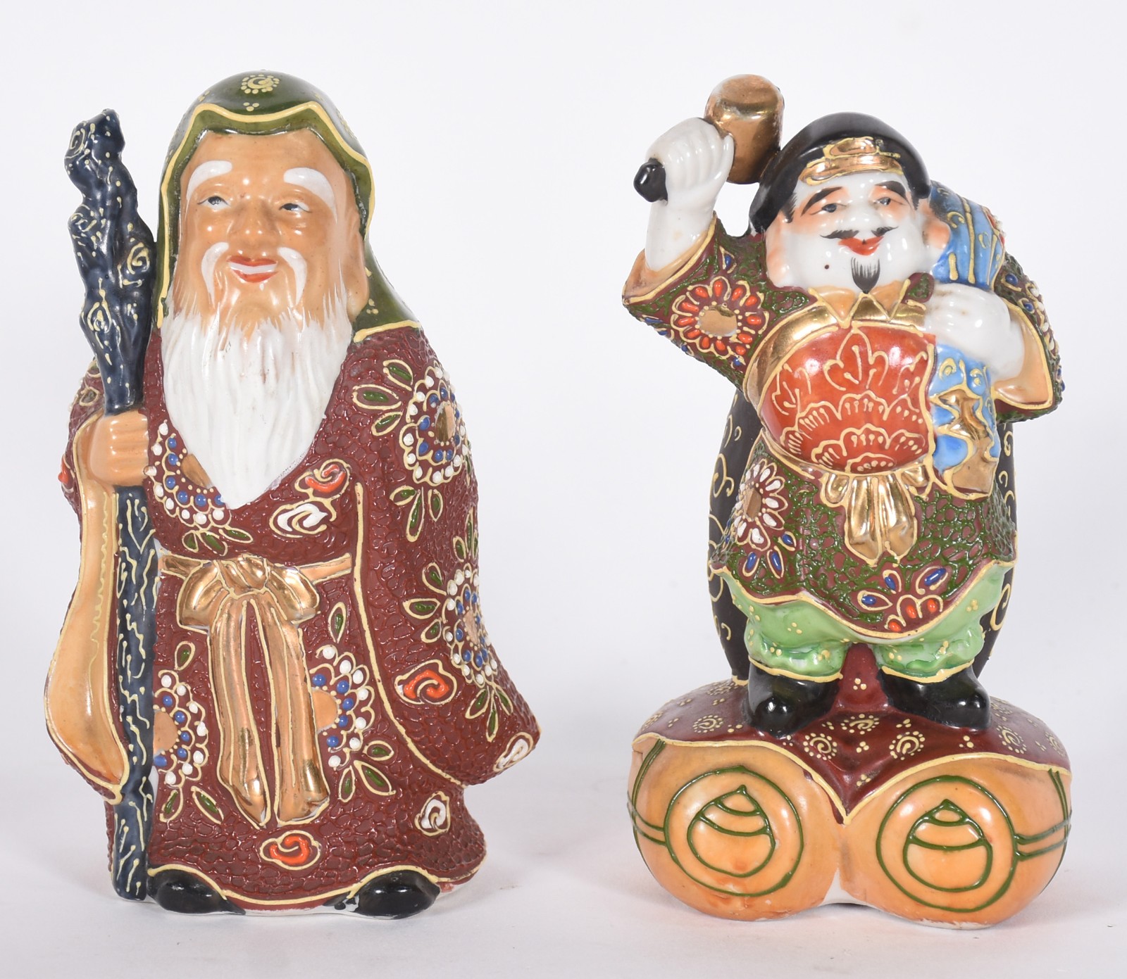 Duas estatuetas de faiança de Satzuma "Kutani". - foto 1 de 5