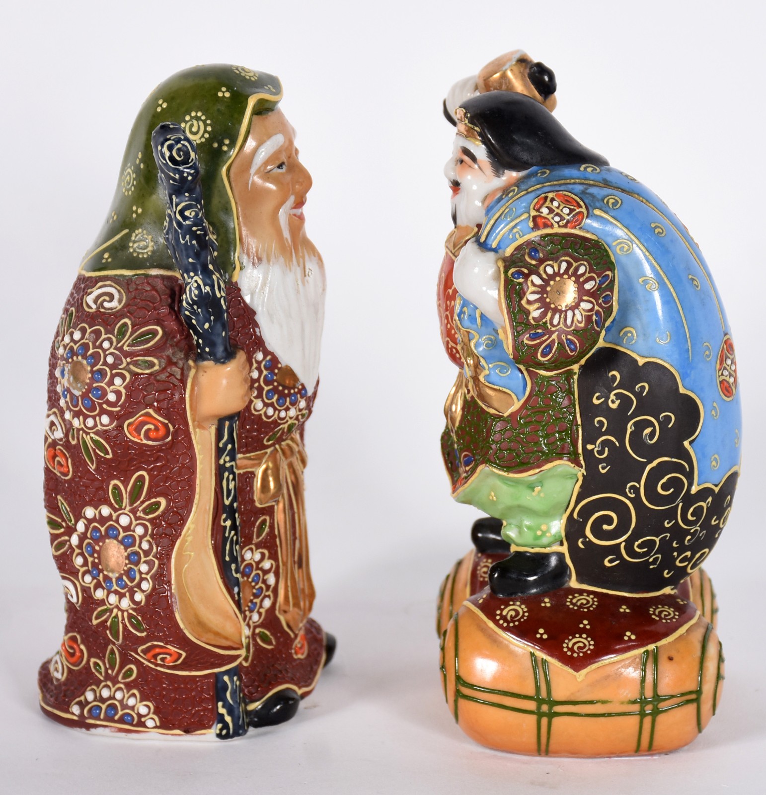 Duas estatuetas de faiança de Satzuma "Kutani". - foto 3 de 5