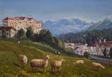 BENIGNO - Vista de St. Moritz - Suiça - ost - 2... - BENIGNO - Vista de St. Moritz - Suiça - ost - 20 x 30-  Datado 2000.
