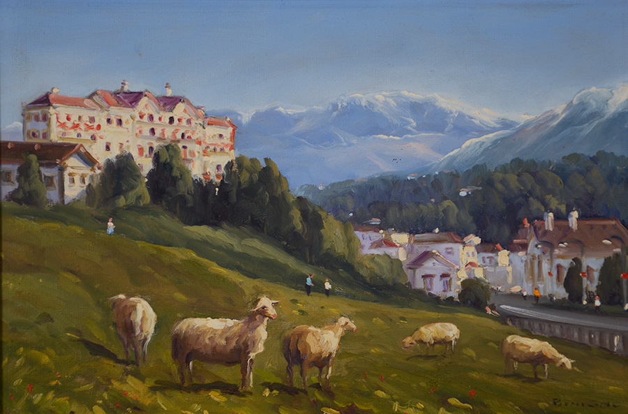 BENIGNO - Vista de St. Moritz - Suiça - ost - 20 x 30- Datado 2000. - foto 1 de 2