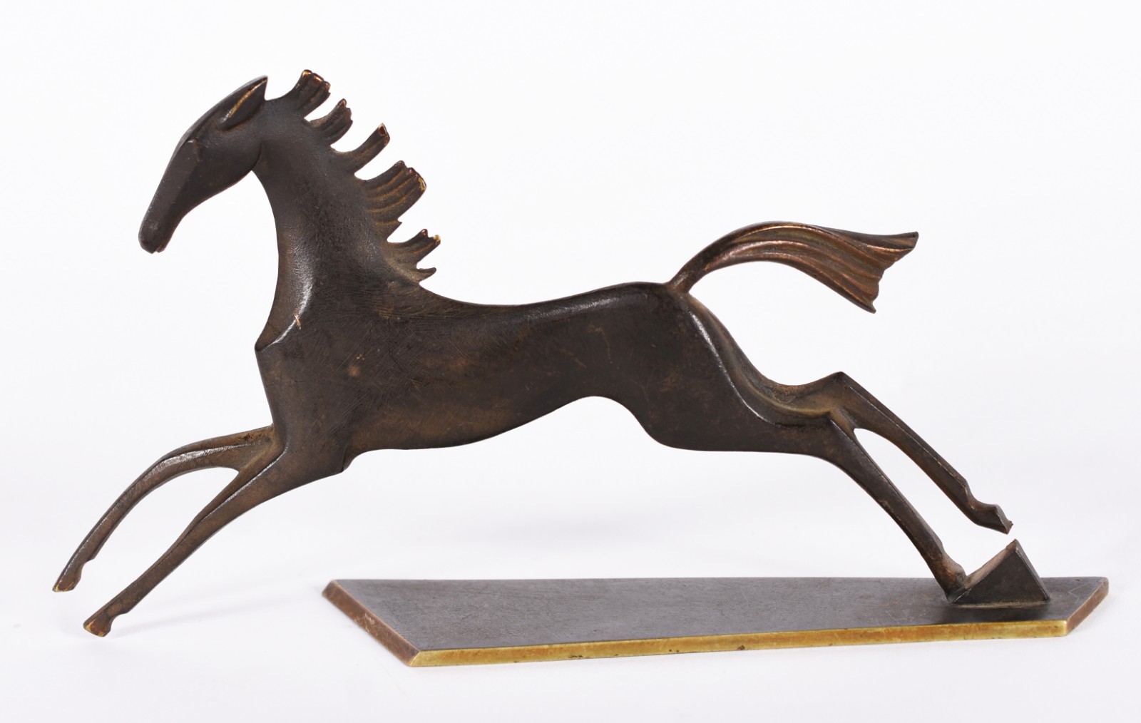 Escultura austríaca de bronze representando cavalo em movimento... - foto 2 de 5
