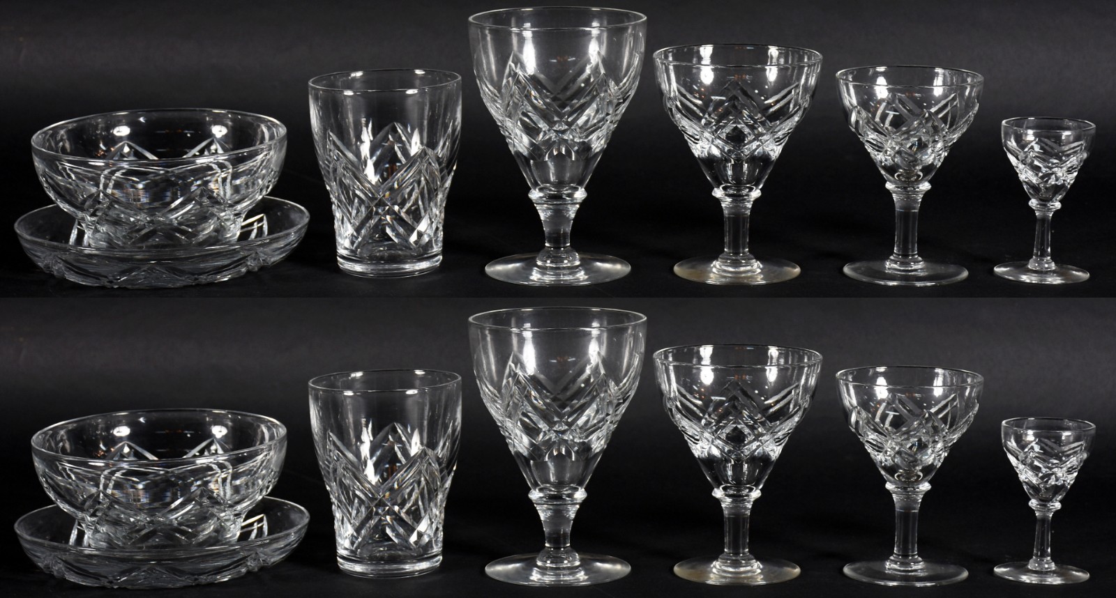 Serviço de taças de cristal RICHARDSON BRITISH inglês lapidado... - foto 1 de 4