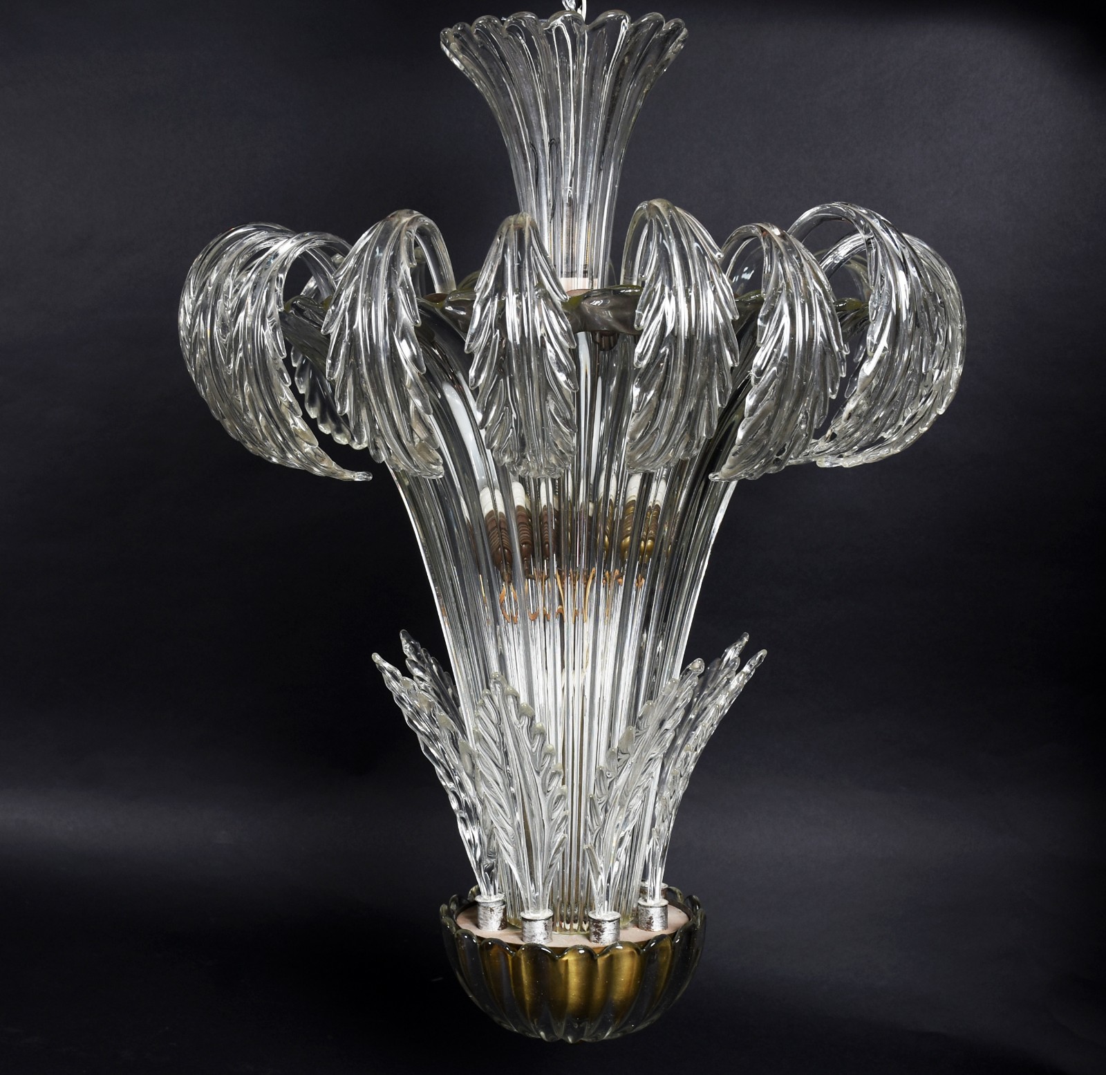 Lustre de murano com folhas de vidro translúcido trabalhadas em... - foto 1 de 5
