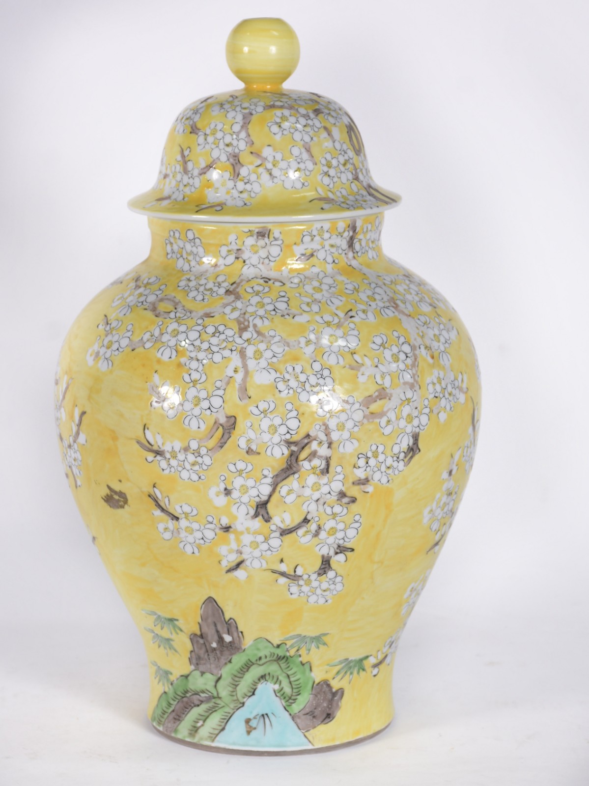 Potiche de porcelana policromada (tampa e base com furo para... - foto 1 de 5
