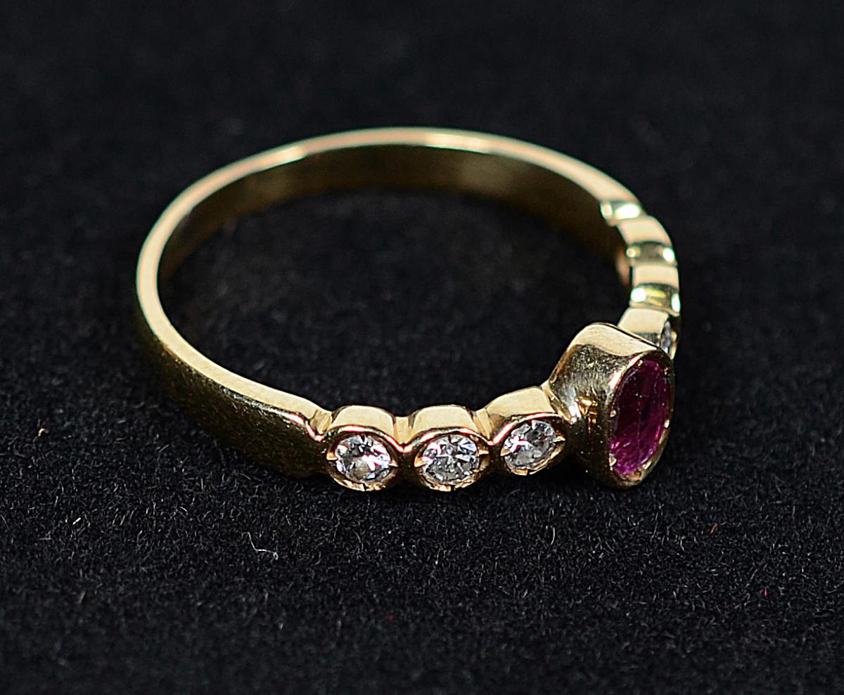 Anel de ouro 18 k com dezesseis brilhantes - 3,1 g - Aro 20 - foto 2 de 2