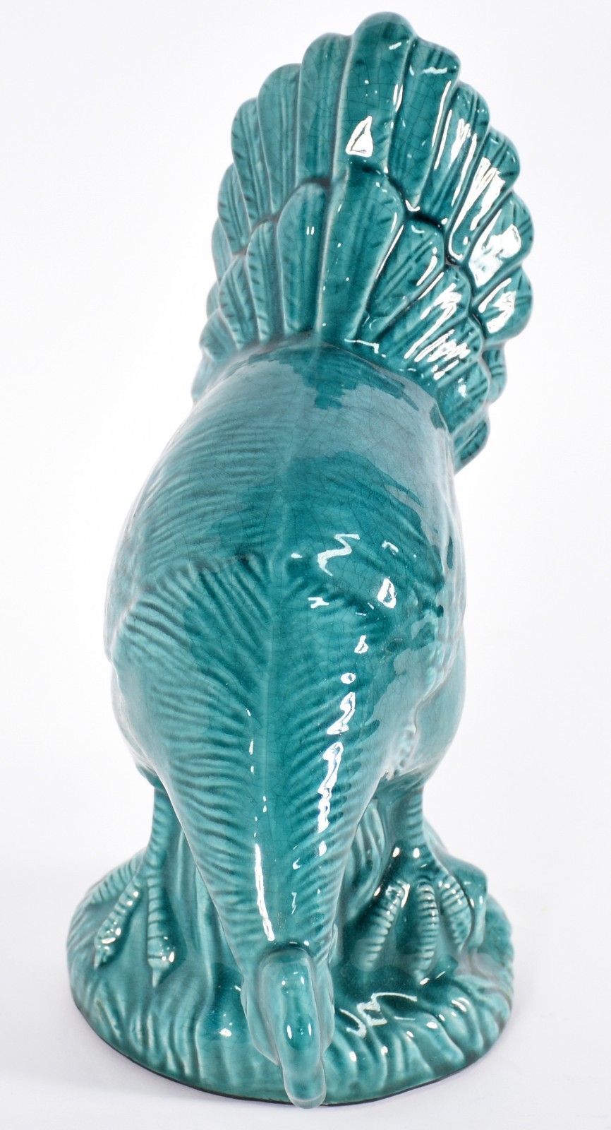 Estatueta de cerâmica vitrificada na cor azul representando galo. - foto 2 de 4