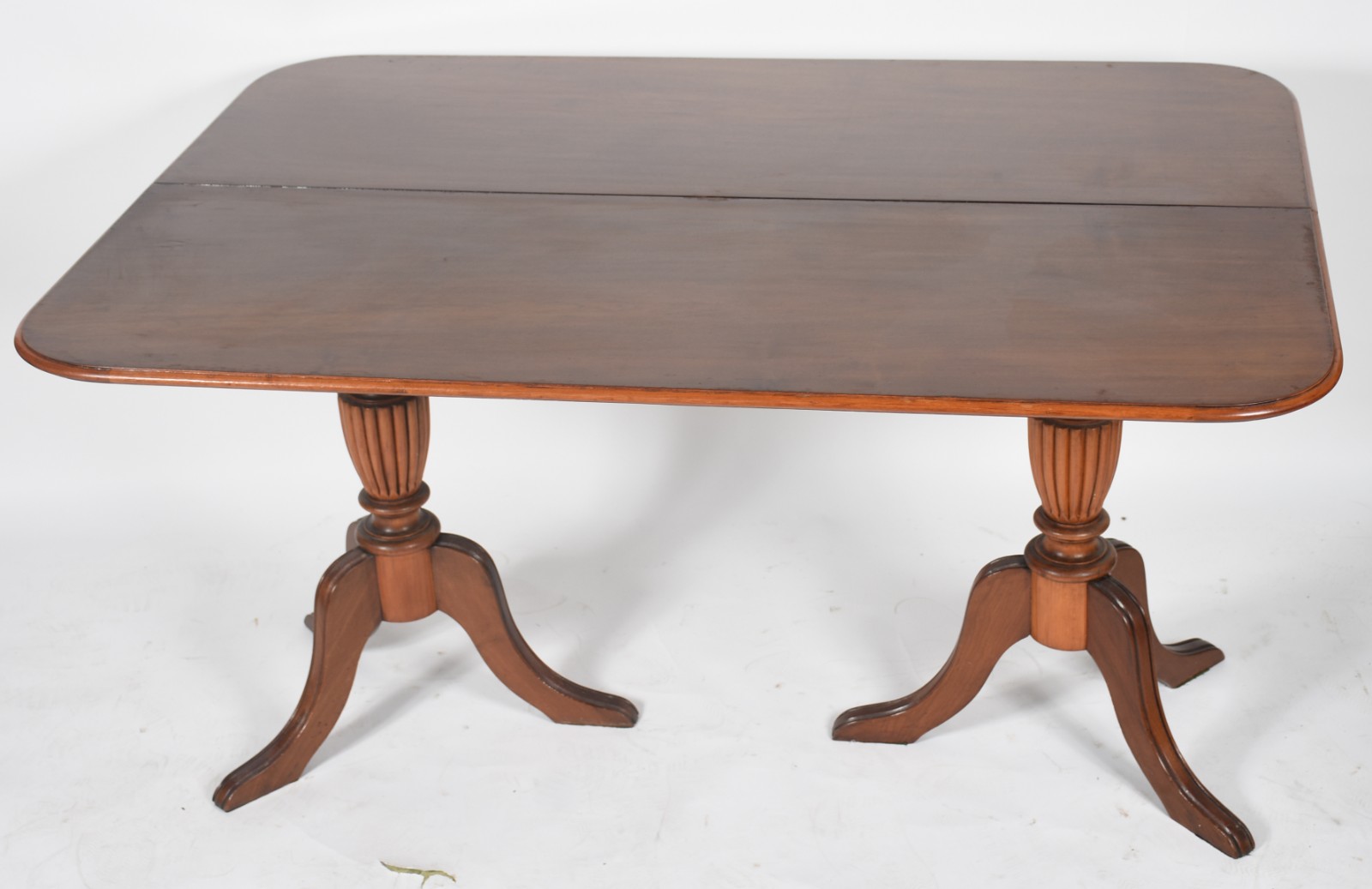 Console/mesa com tampo dobrável de madeira nobre, duas colunas em... - foto 4 de 7