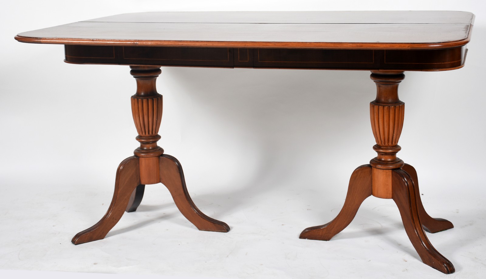 Console/mesa com tampo dobrável de madeira nobre, duas colunas em... - foto 6 de 7