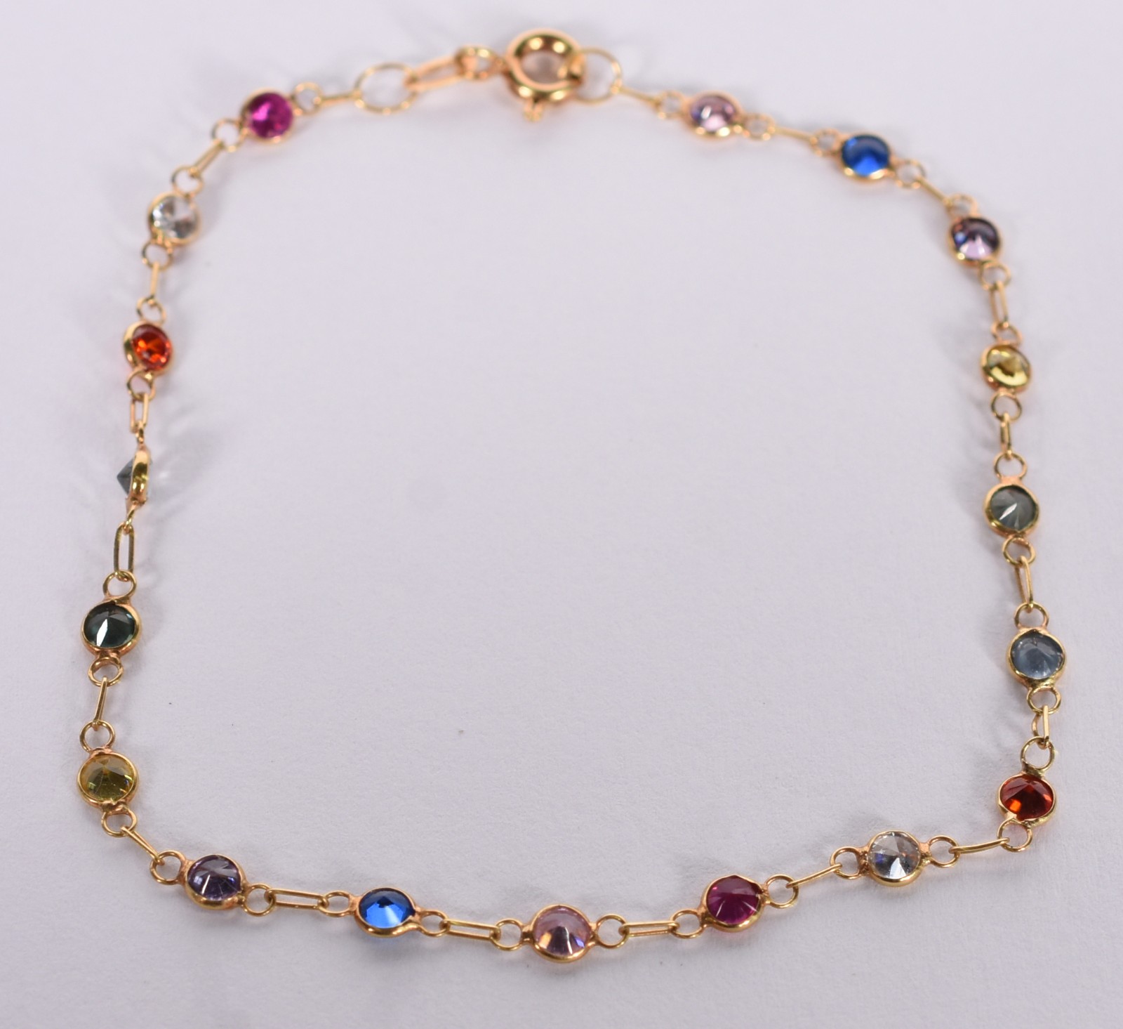 Pulseira de ouro 18 k com pedras coloridas (Por motivos de segurança... - foto 1 de 4