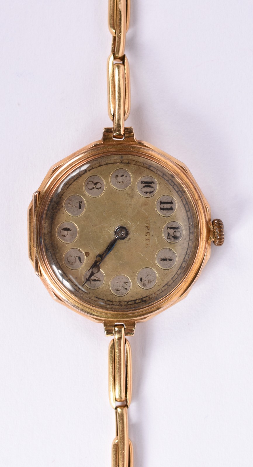 Antigo relógio de pulso, pulseira, caixa e tampa de ouro 18 k... - foto 1 de 8