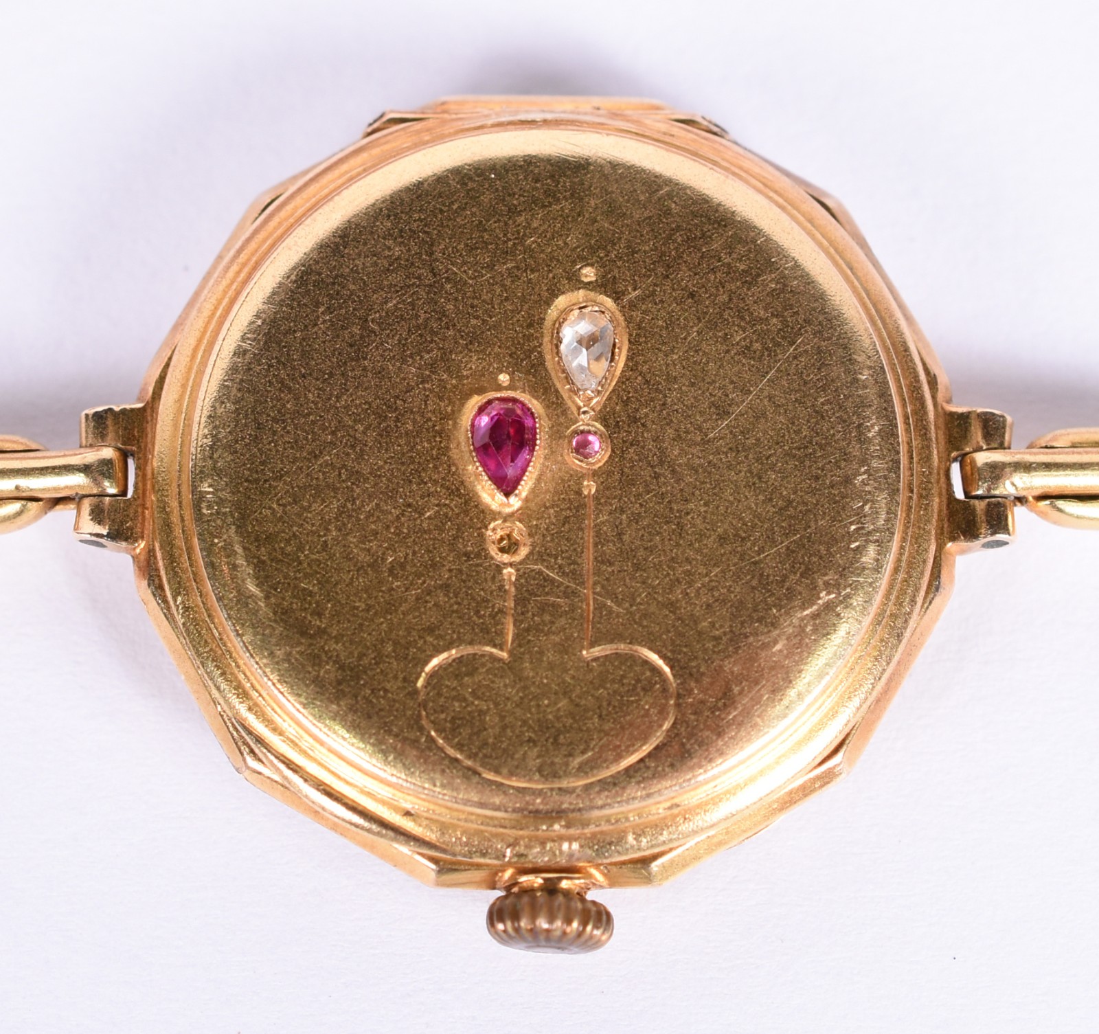 Antigo relógio de pulso, pulseira, caixa e tampa de ouro 18 k... - foto 2 de 8