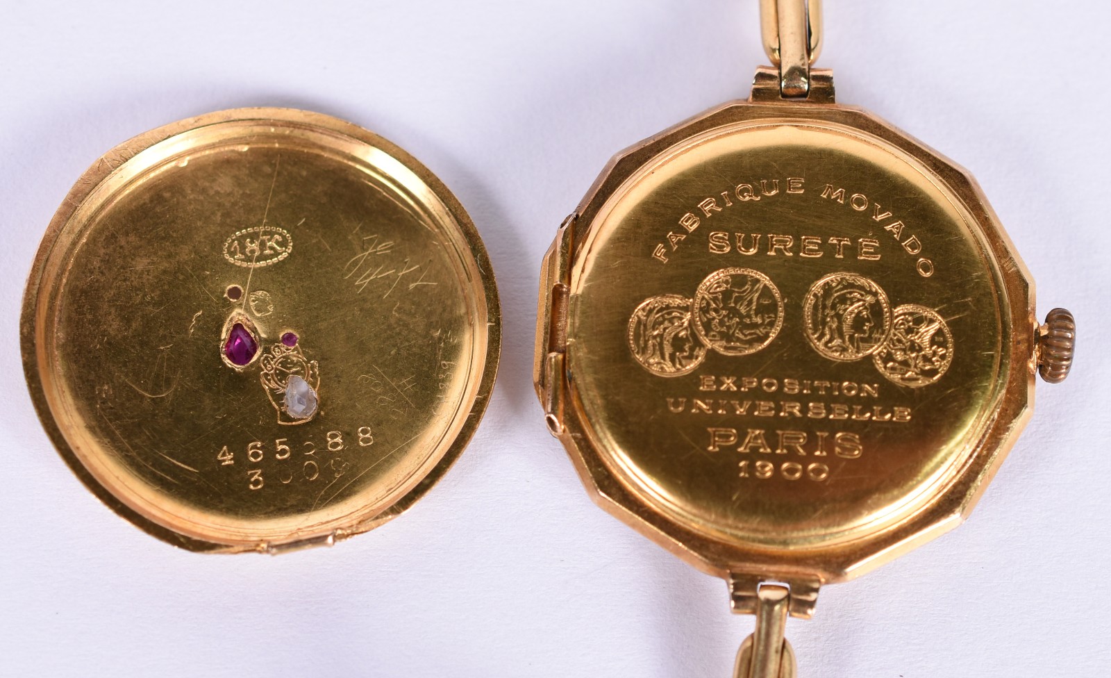 Antigo relógio de pulso, pulseira, caixa e tampa de ouro 18 k... - foto 3 de 8