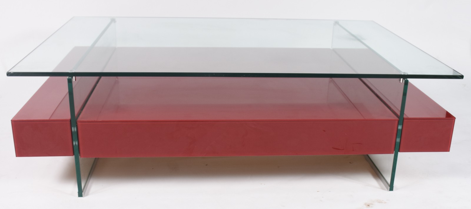 Mesa de centro com tampo e pernas de vidro, platô inferior na cor... - foto 1 de 3