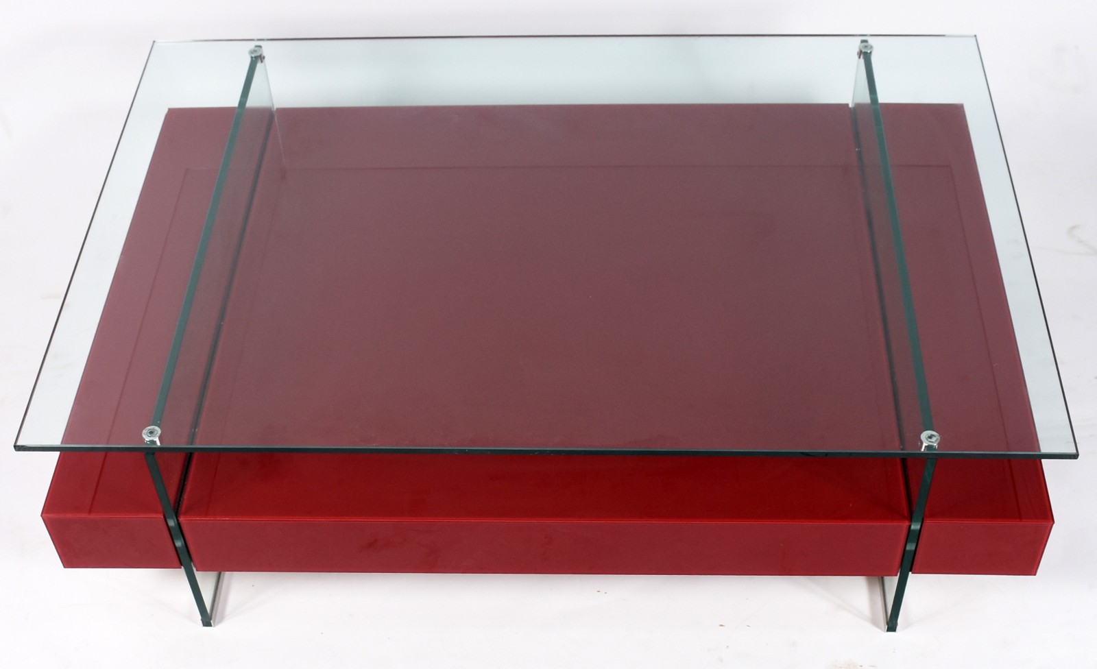 Mesa de centro com tampo e pernas de vidro, platô inferior na cor... - foto 2 de 3