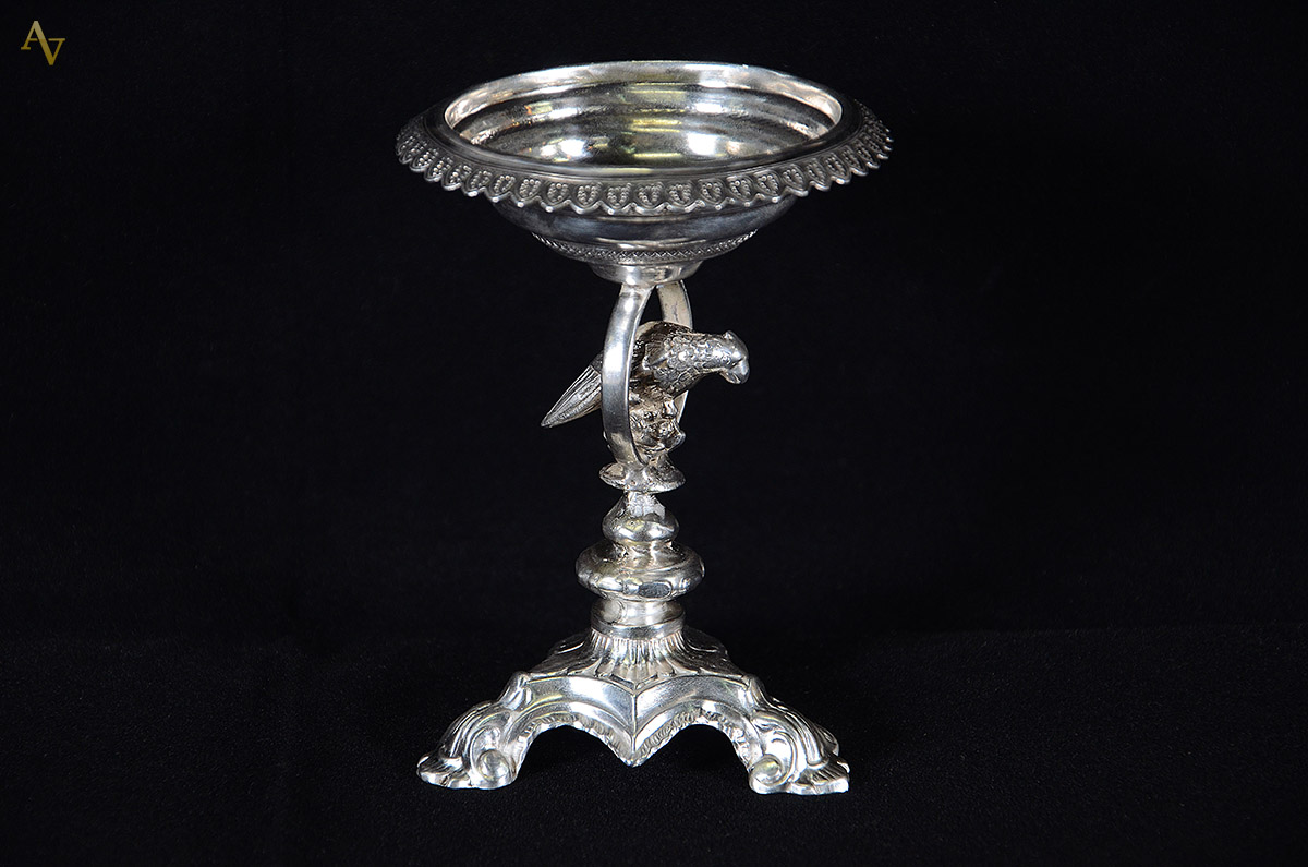 Castiçal de prata européia contrastada - Altura 12 cm
