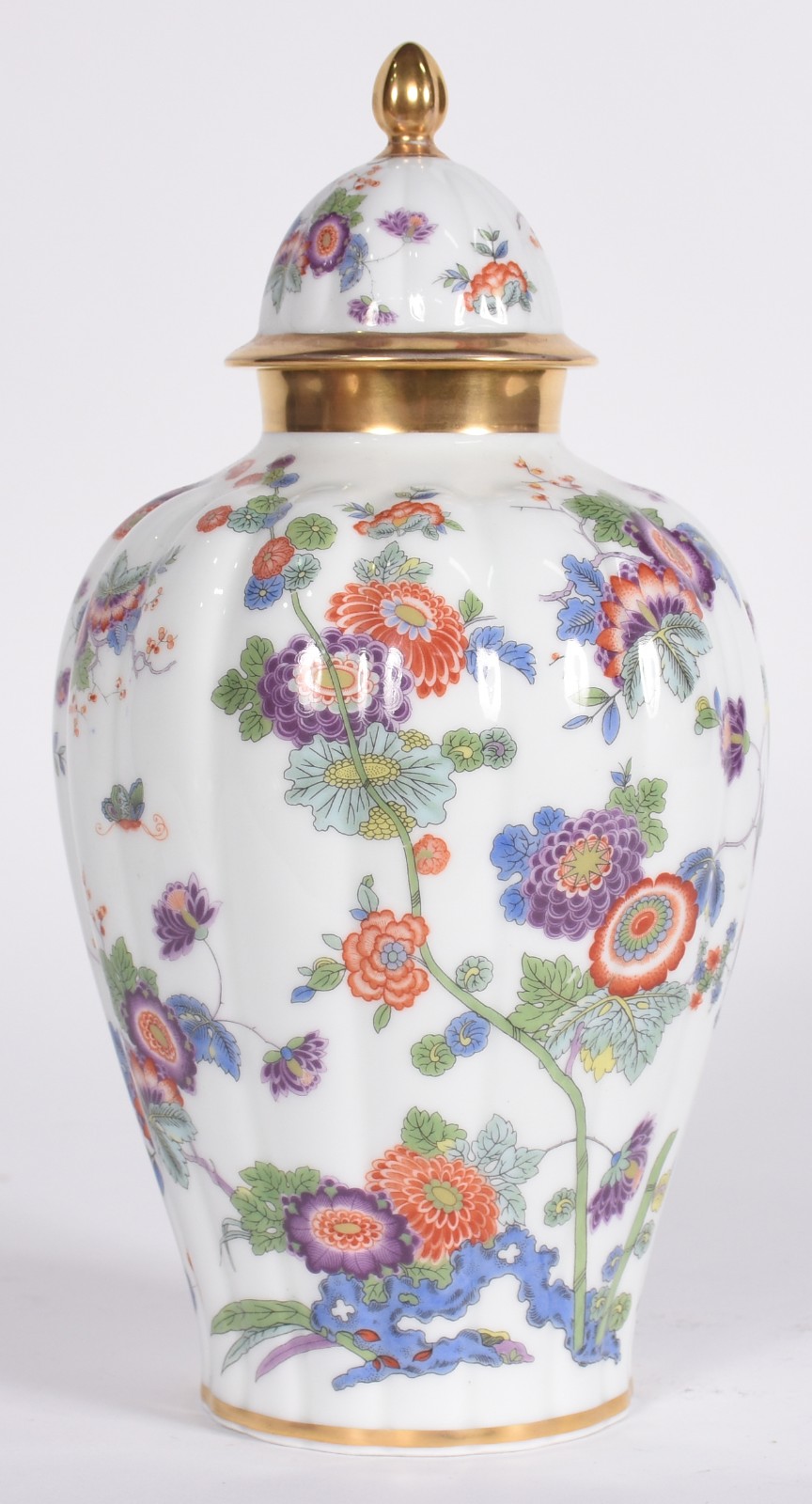Potiche de porcelana da Bavaria decoração floral policromada e... - foto 1 de 4