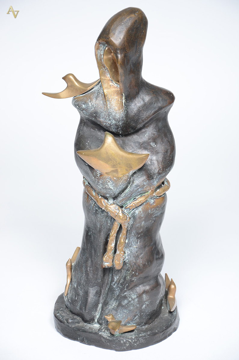 Escultura de bronze representando São Francisco. Altura 43 cm. - foto 1 de 3