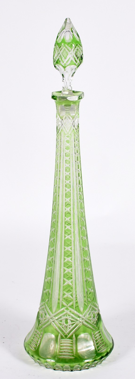 Licoreira de cristal doublé verde lapidado. - foto 2 de 7