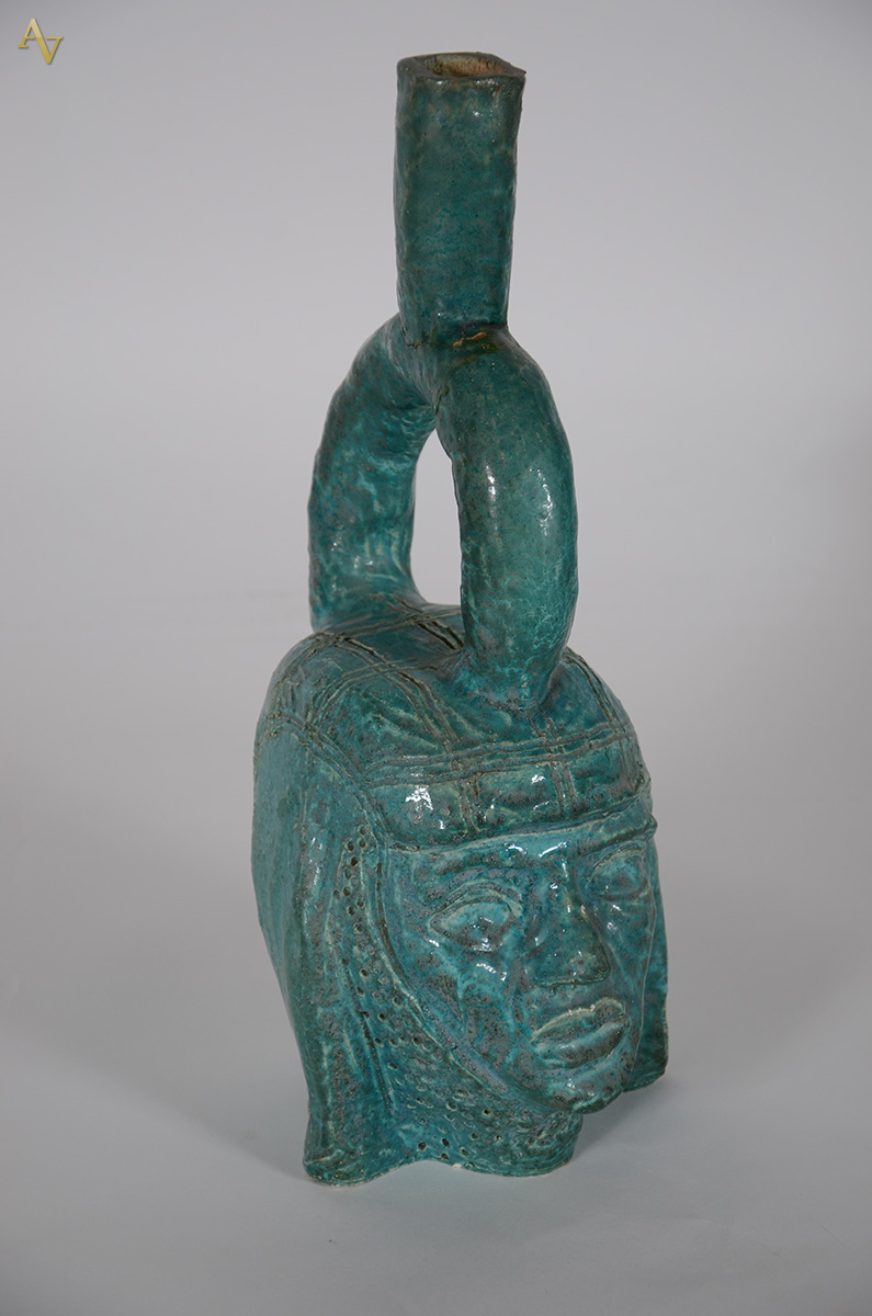 Escultura peruana de cerâmica verde vitrificada - Altura 40 cm - foto 1 de 2