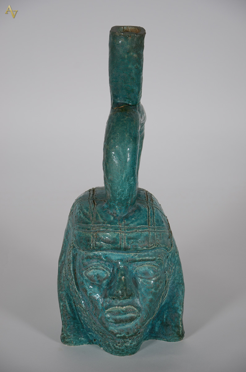 Escultura peruana de cerâmica verde vitrificada - Altura 40 cm - foto 2 de 2