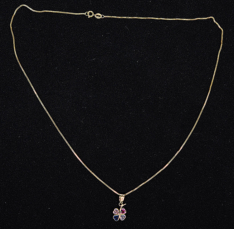Colar de ouro com pendente com pedras - 3,3 g - foto 2 de 2