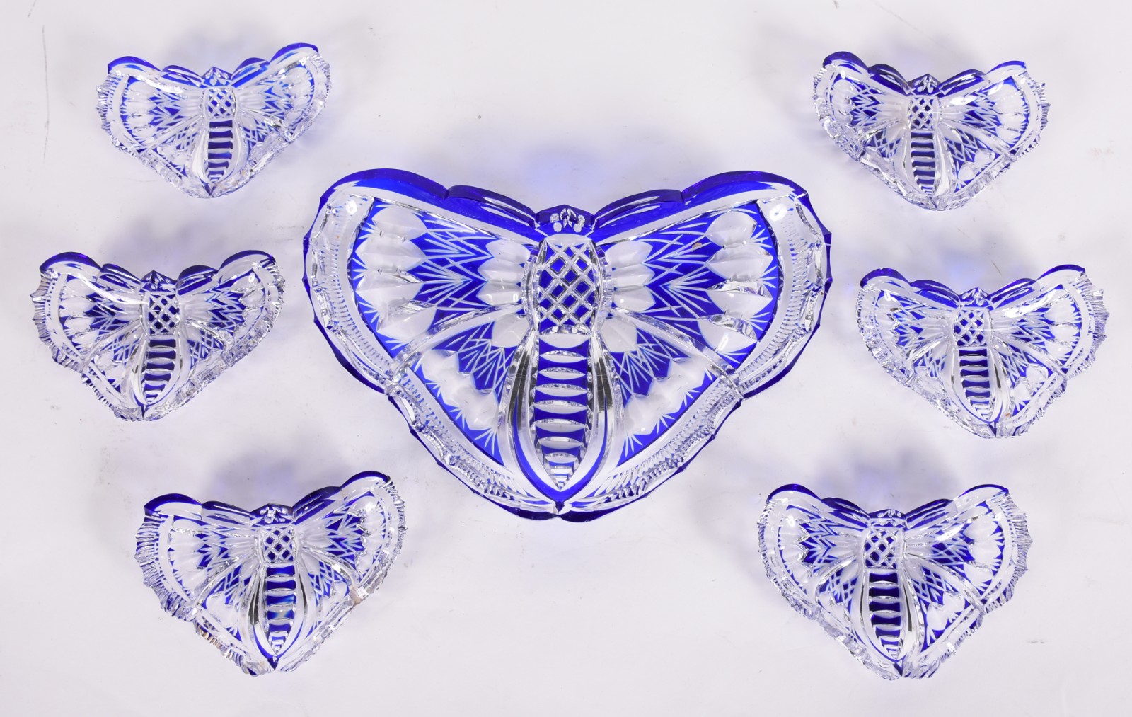 Porta confeitos de cristal double azul lapidado feitio libélula com 6... - foto 1 de 5
