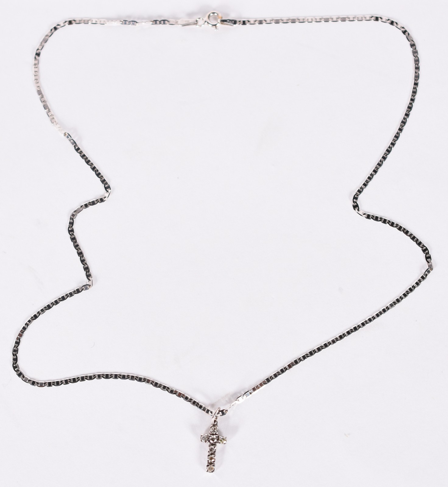 Cordão de ouro branco 18 k contrastado 750 modelo laminado, com um... - foto 3 de 4