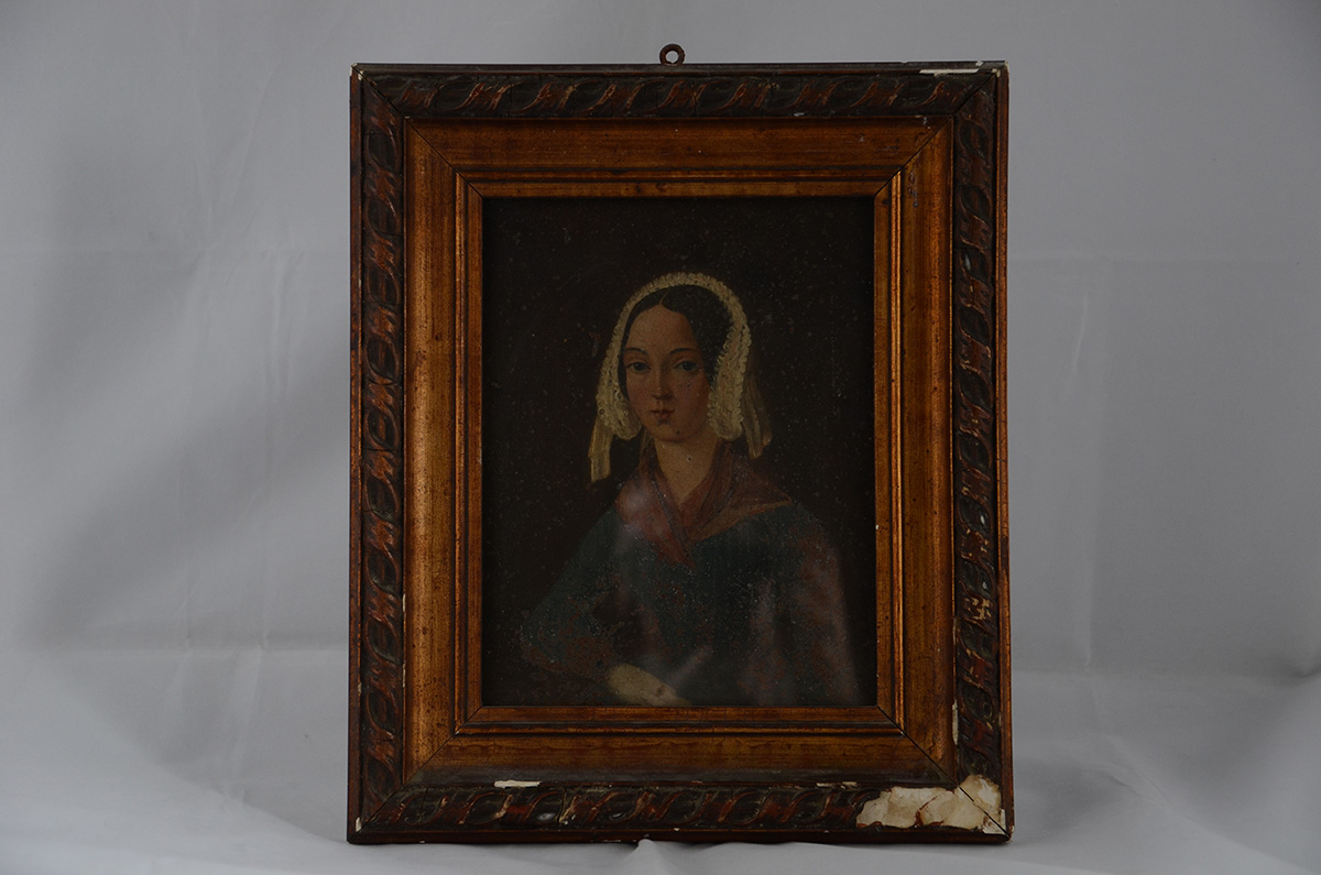 Quadro representando Figura Feminina - óleo sobre placa de metal... - foto 2 de 2