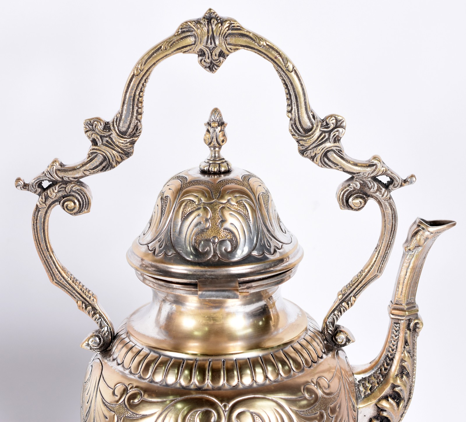 Duas peças de metal prateado sendo samovar e bandeja com alças (metal... - foto 3 de 6