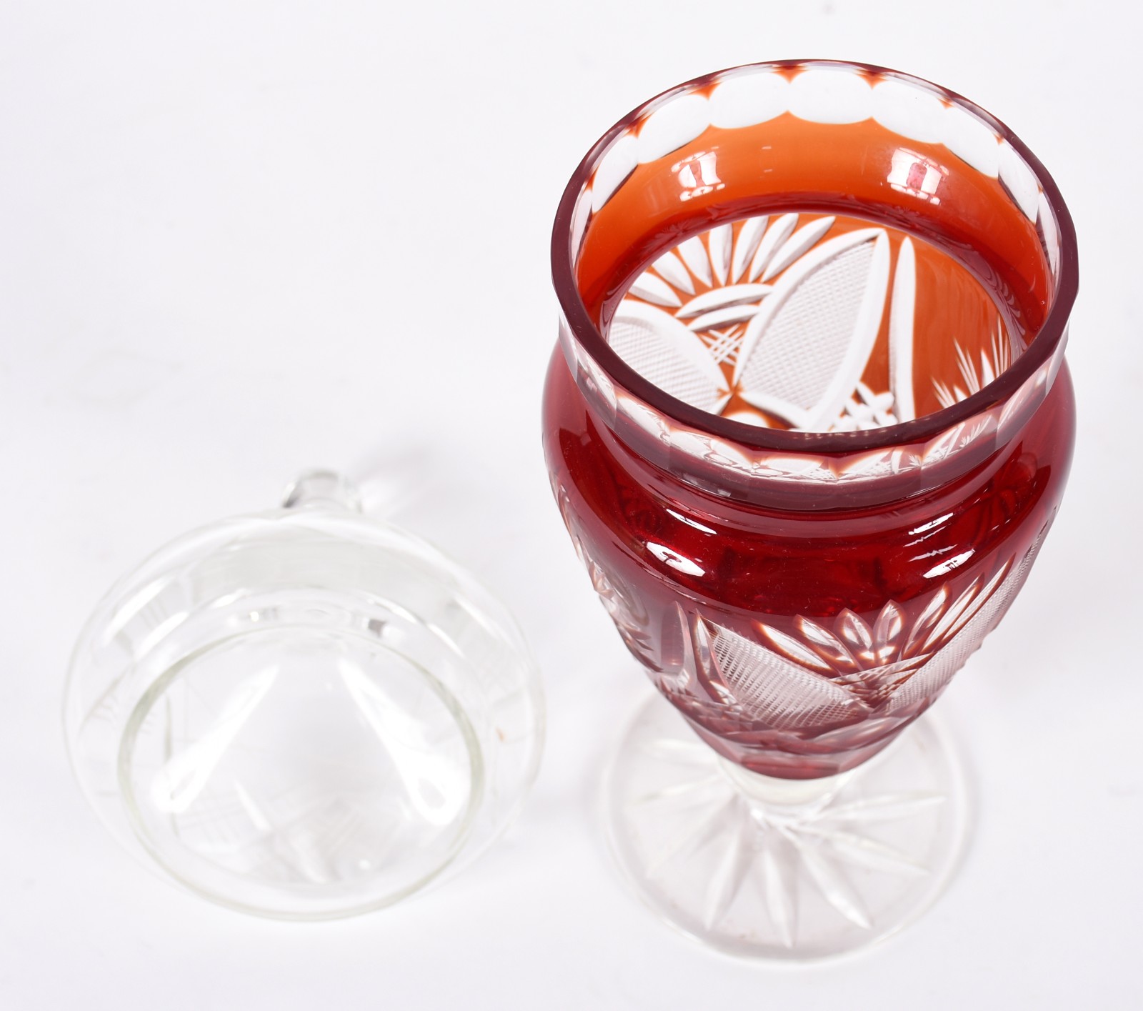Compoteira de cristal double rubi lapidado. - foto 3 de 4