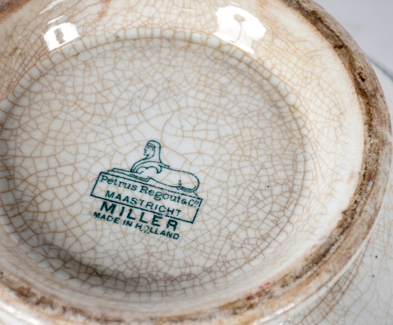 Bowl de faiança inglesa Miller decorada com paisagem em verde e... - foto 5 de 5