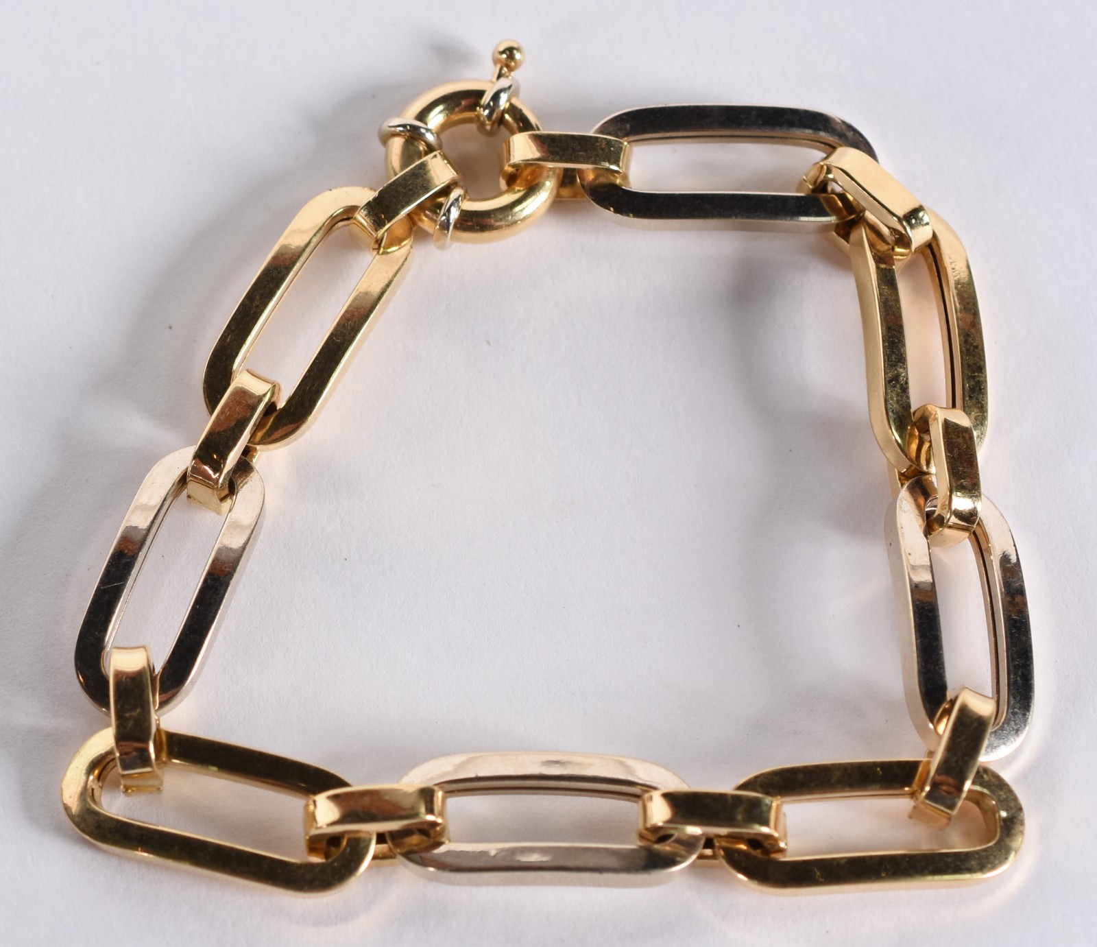 Pulseira em ouro 18 k e ouro branco contraste 750 feitio elos longos... - foto 1 de 5