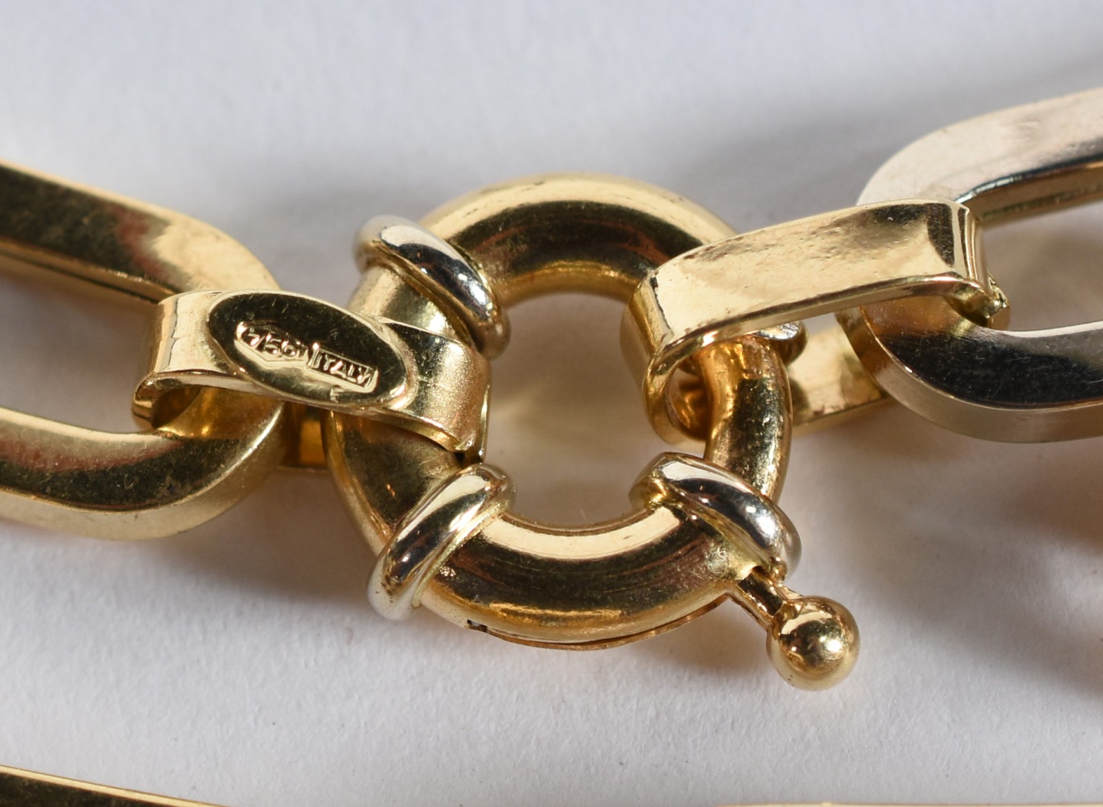 Pulseira em ouro 18 k e ouro branco contraste 750 feitio elos longos... - foto 4 de 5