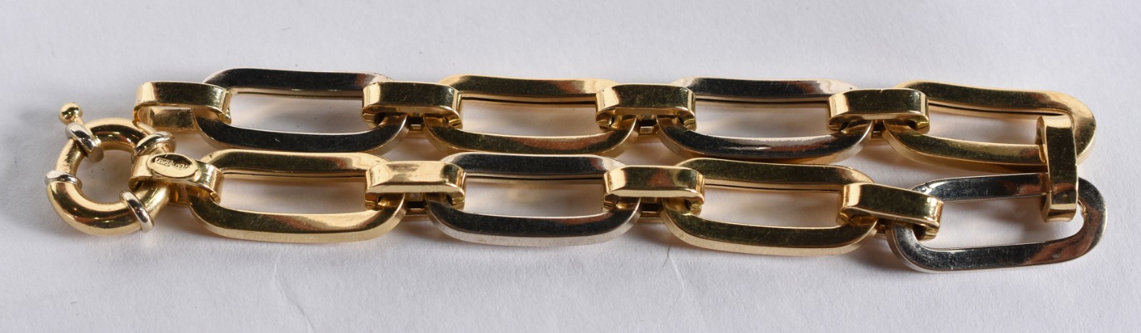 Pulseira em ouro 18 k e ouro branco contraste 750 feitio elos longos... - foto 5 de 5