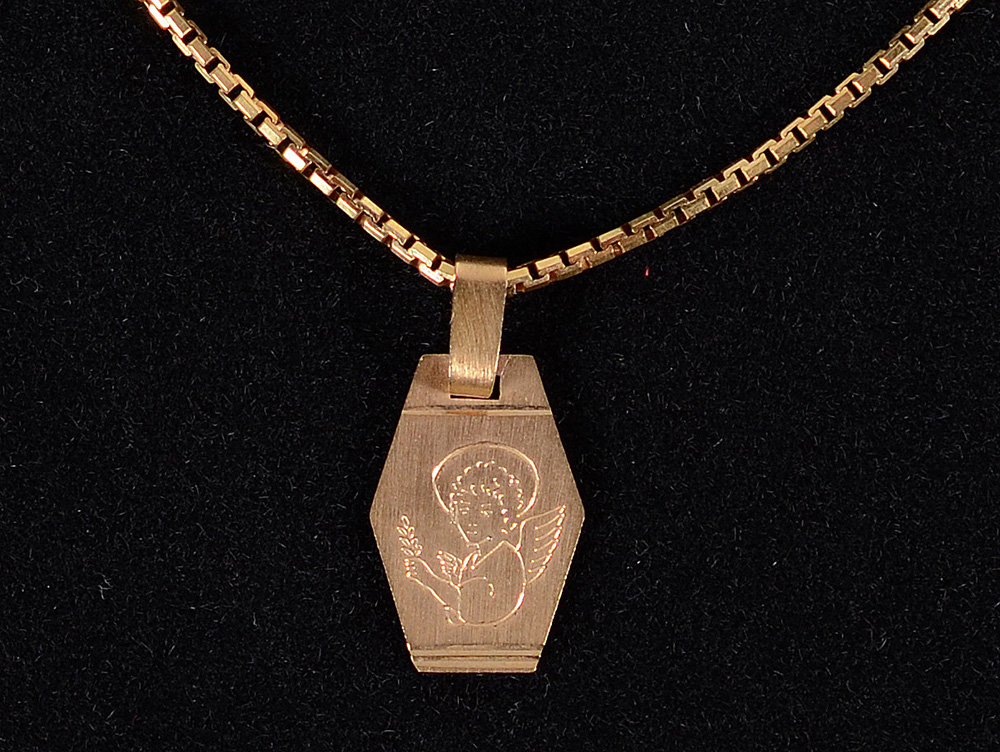 Colar de ouro 18 k com medalha - imagem de anjo - 7,4 g - foto 1 de 2