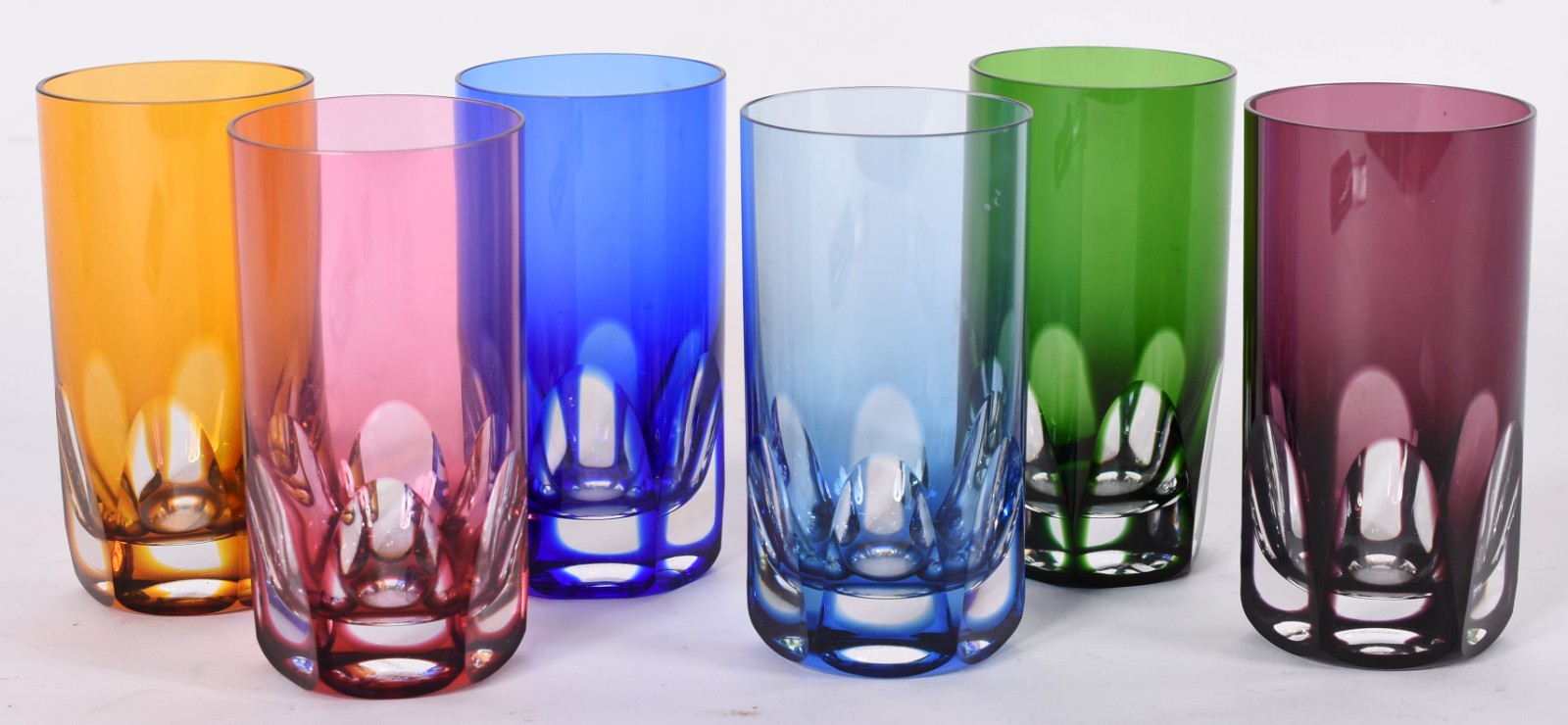 Seis copos longos para água de cristal doublé lapidação "dedão" em... - foto 1 de 4