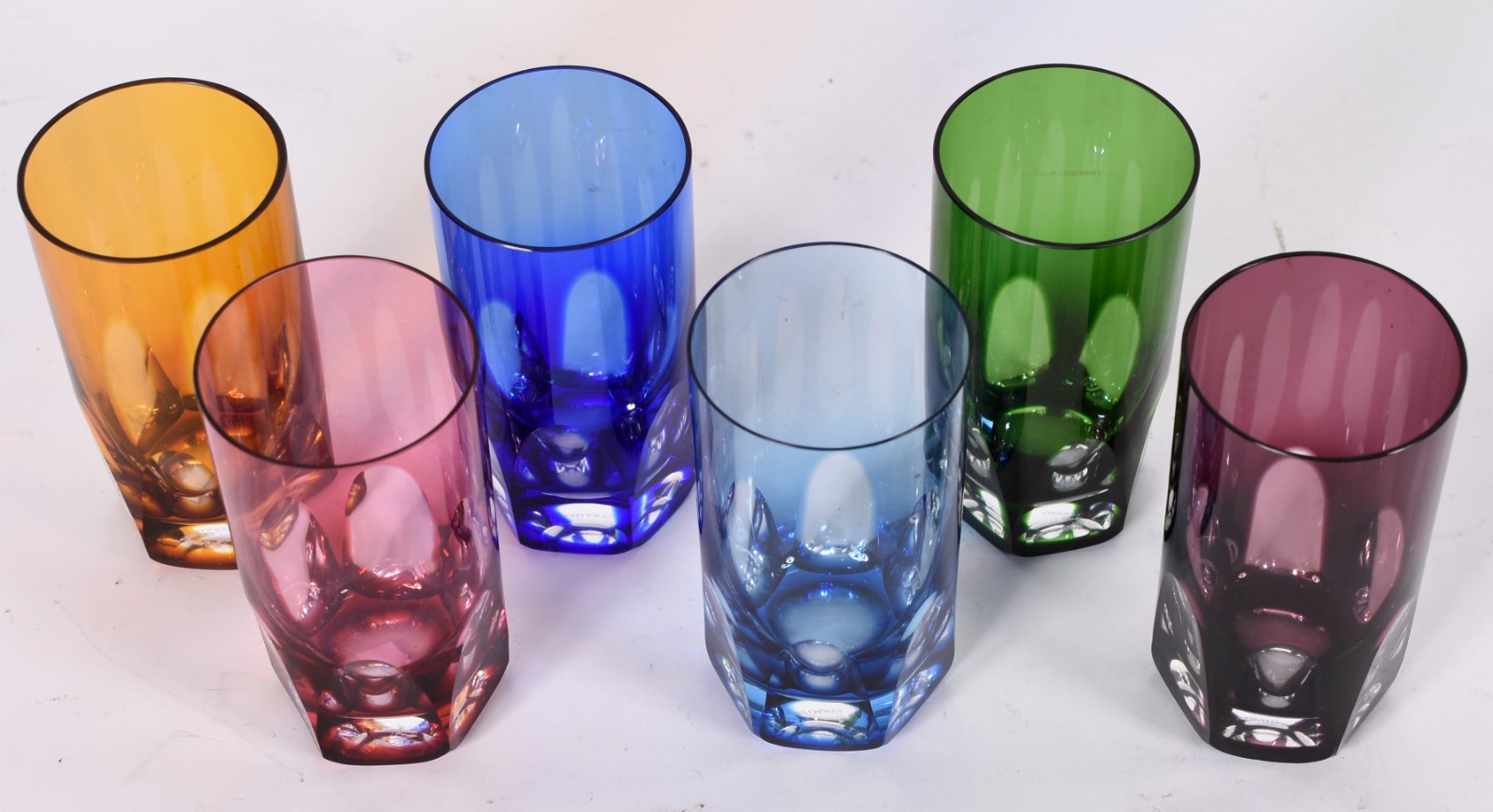 Seis copos longos para água de cristal doublé lapidação "dedão" em... - foto 2 de 4