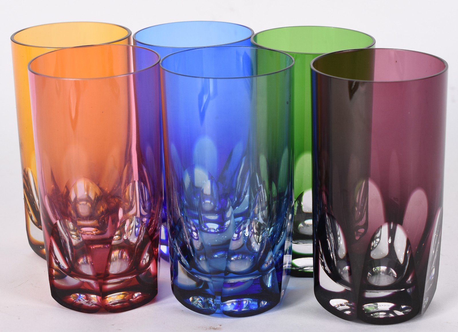 Seis copos longos para água de cristal doublé lapidação "dedão" em... - foto 3 de 4