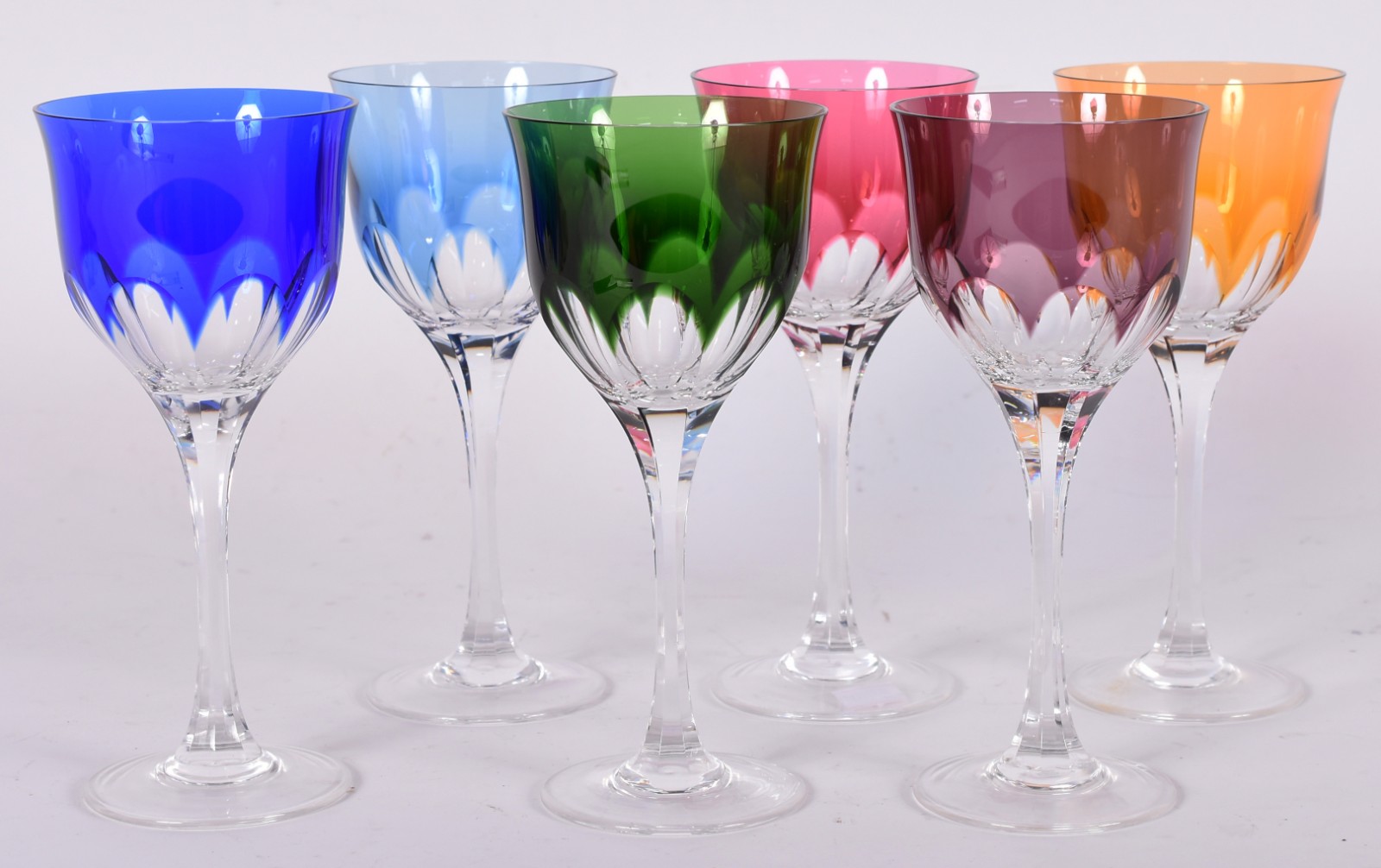 Seis cálices para vinho de cristal double lapidação "dedão" em várias... - foto 1 de 3