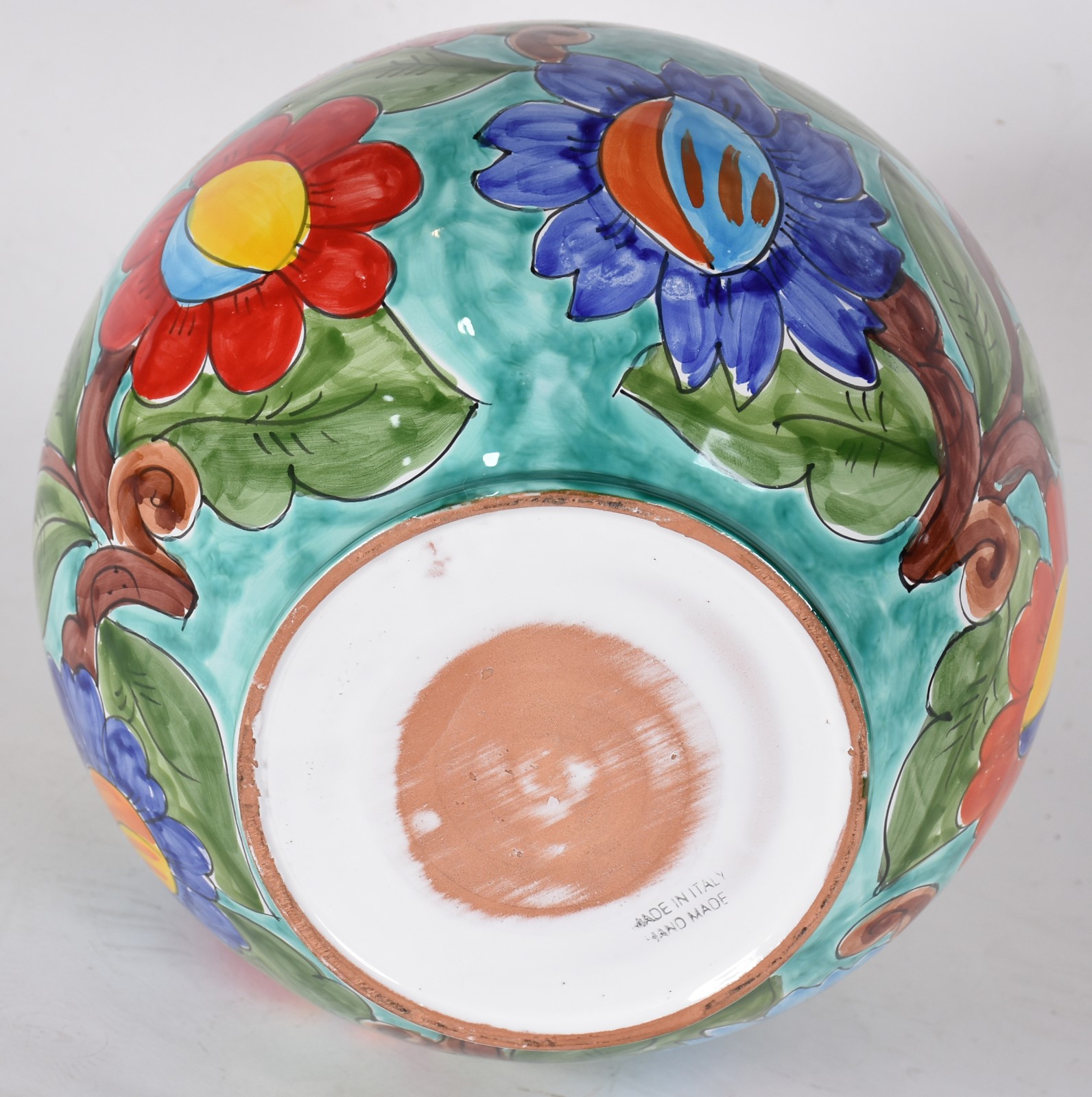 Vaso de cerâmica italiano pintado à mao com flores em policromia... - foto 4 de 4