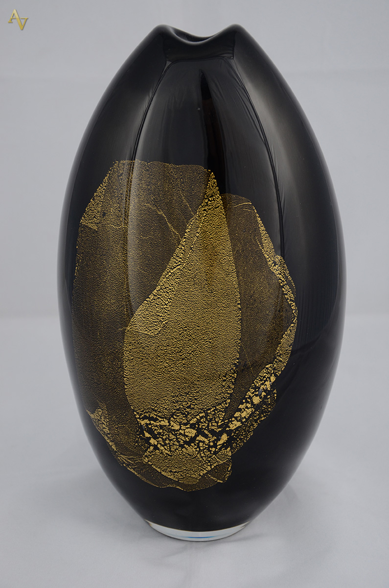 Vaso de murano com detalhe em pó de ouro - Altura 28 cm - foto 1 de 2