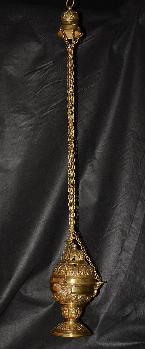 Turíbulo de metal dourado - Altura total 87 cm