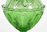 Compoteira vidrão feitio lágrima na cor verde e... - Compoteira vidrão feitio lágrima na cor verde esmeralda (pequeno bicado na tampa)
