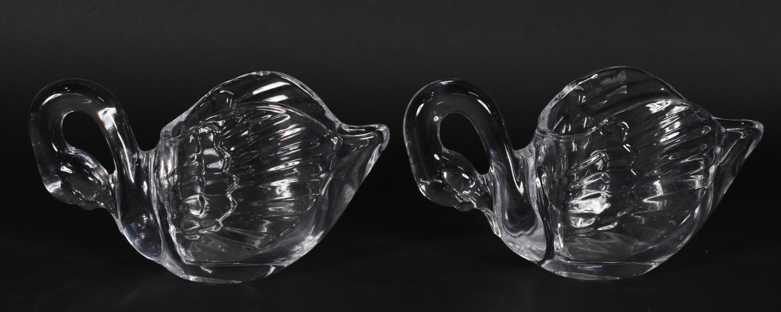 Par de cestas em demi cristal feitio cisne. - foto 1 de 4