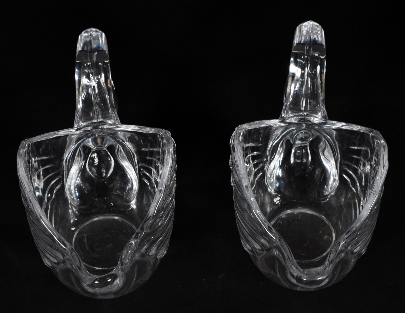 Par de cestas em demi cristal feitio cisne. - foto 3 de 4