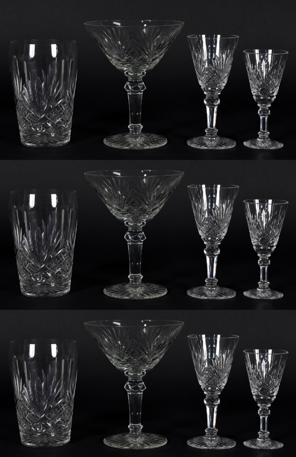 Serviço de cristal composto de 10 taças para champagne, 8 para vinho... - foto 1 de 4