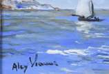 Alcy Vianna (1937), Marinha com barcos - Óleo sobre  eucatex.