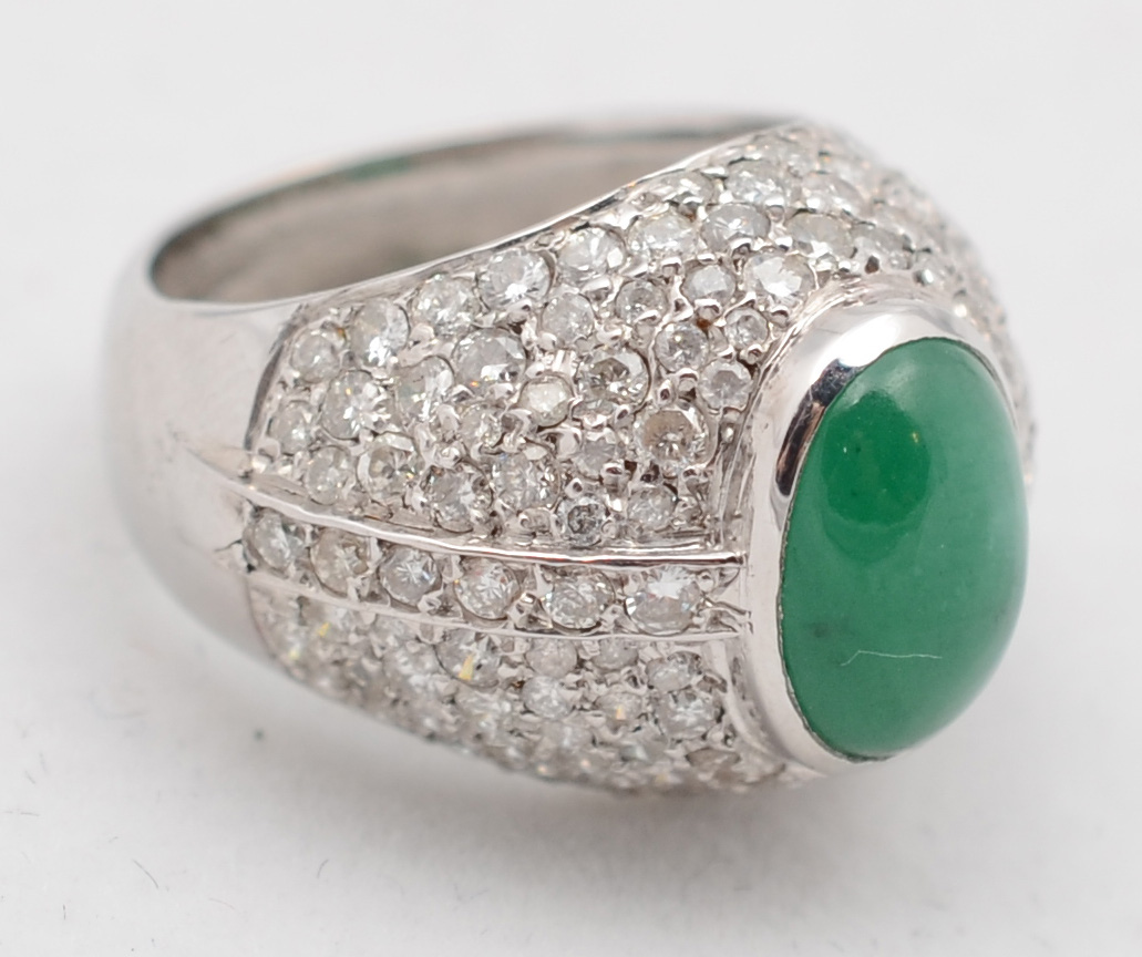 Anel em ouro branco 18 k com aproximadamente 4 ct de brilhantes... - foto 1 de 2